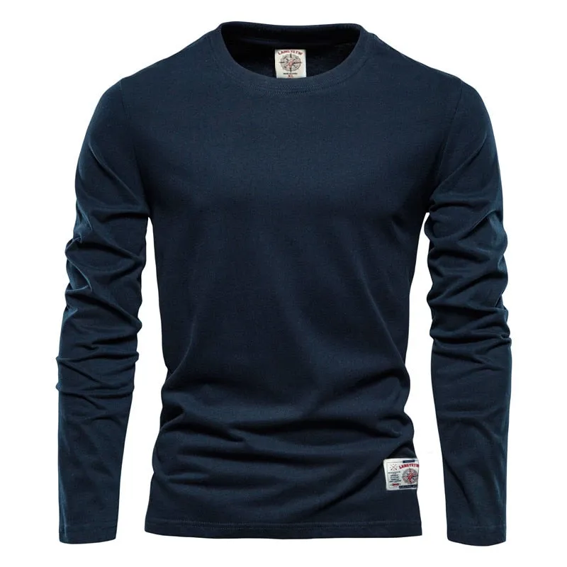 100% Cotton Long Sleeve T shirt For Men Solid Spring Casual Mens T-shirts High Quality Male Tops Classic Clothes Men&#39;s T-shirts