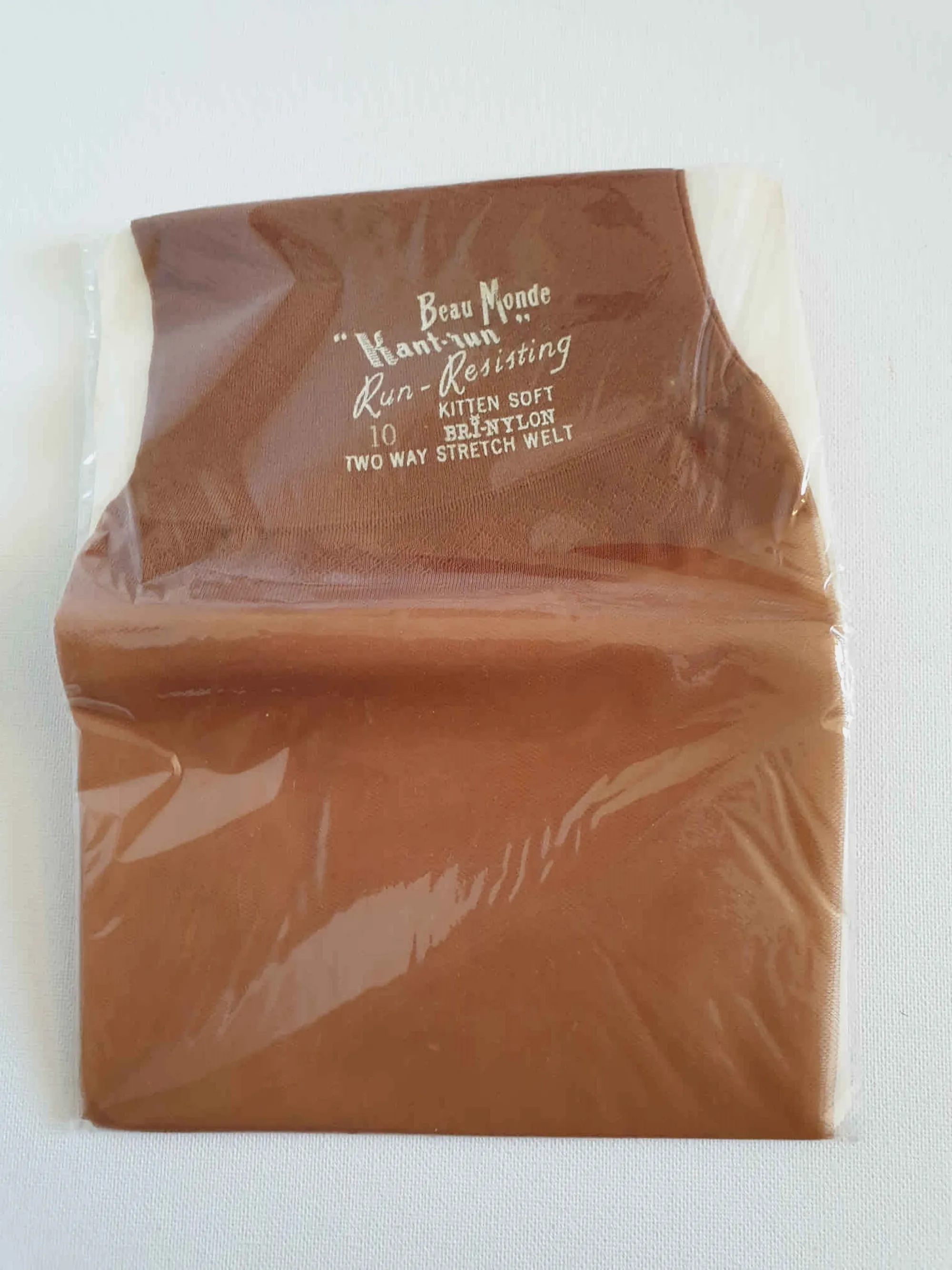 1960s Tan Stockings by Beau Monde - Size 10