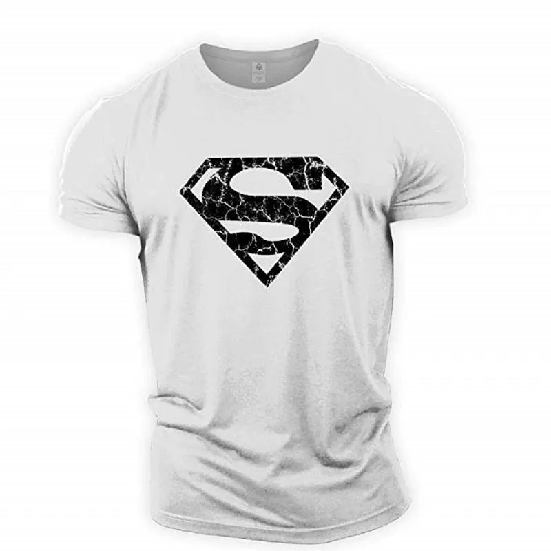 2021 Men&#39;s Summer T-shirts New Basketball Workout Streetwear Vintage T-shirt Supermen Graphic Anime Clothes T Shirt Black