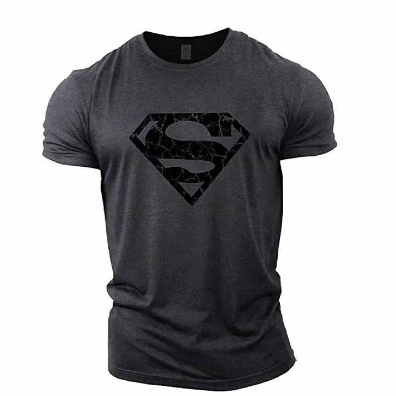 2021 Men&#39;s Summer T-shirts New Basketball Workout Streetwear Vintage T-shirt Supermen Graphic Anime Clothes T Shirt Black