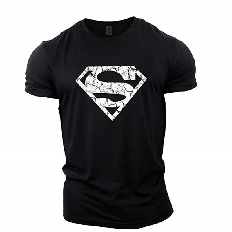 2021 Men&#39;s Summer T-shirts New Basketball Workout Streetwear Vintage T-shirt Supermen Graphic Anime Clothes T Shirt Black
