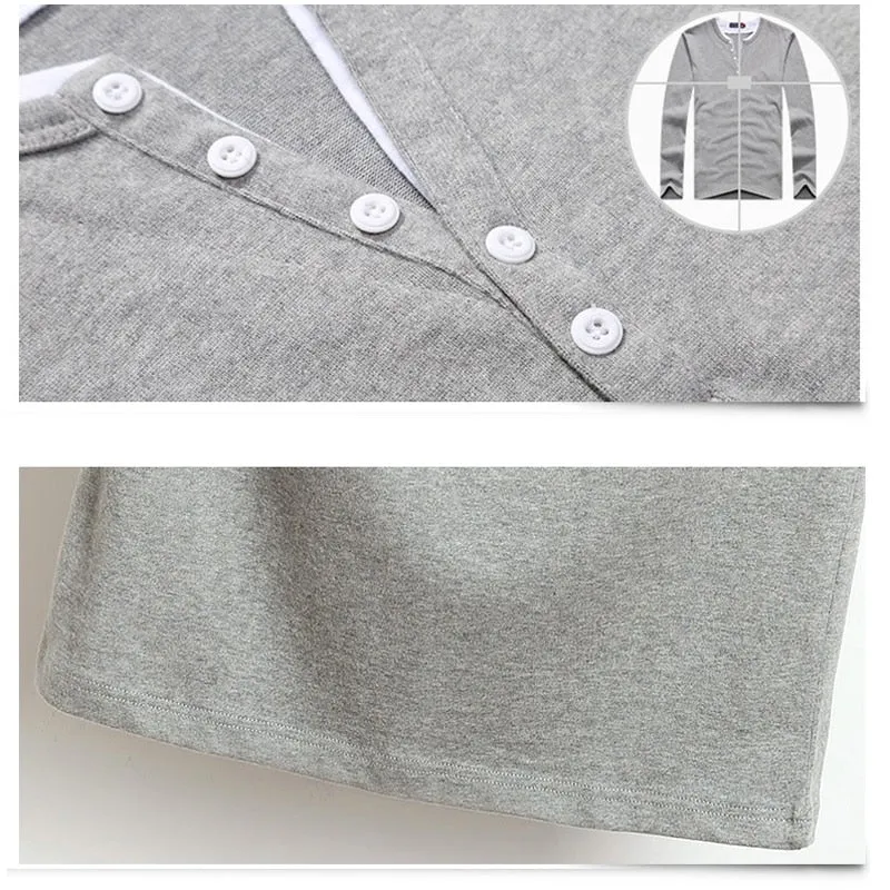 2022 Autumn Men T Shirt Button Big Tall Cotton Long Sleeve T Shirts Men Big Size Casual T-Shirt Solid 5xl 6xl Fit Tee Top Male