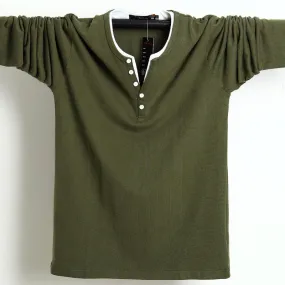 2022 Autumn Men T Shirt Button Big Tall Cotton Long Sleeve T Shirts Men Big Size Casual T-Shirt Solid 5xl 6xl Fit Tee Top Male