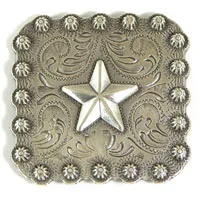 2.25 inch Square Silver Plated Western Lone Star Concho each