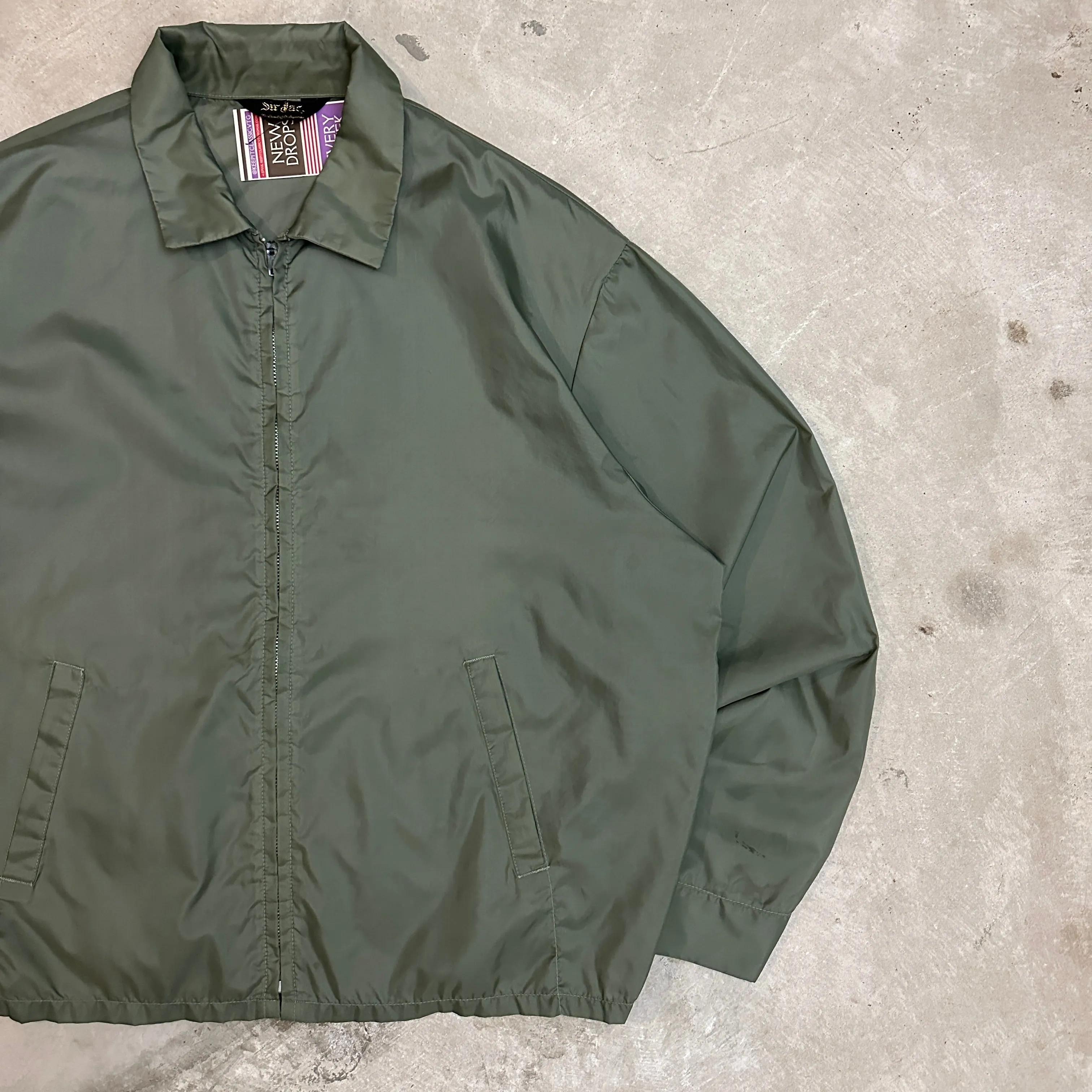 70s Olive Green Lightweight Sir Jac Nylon Cropped Work Jacket XL G10