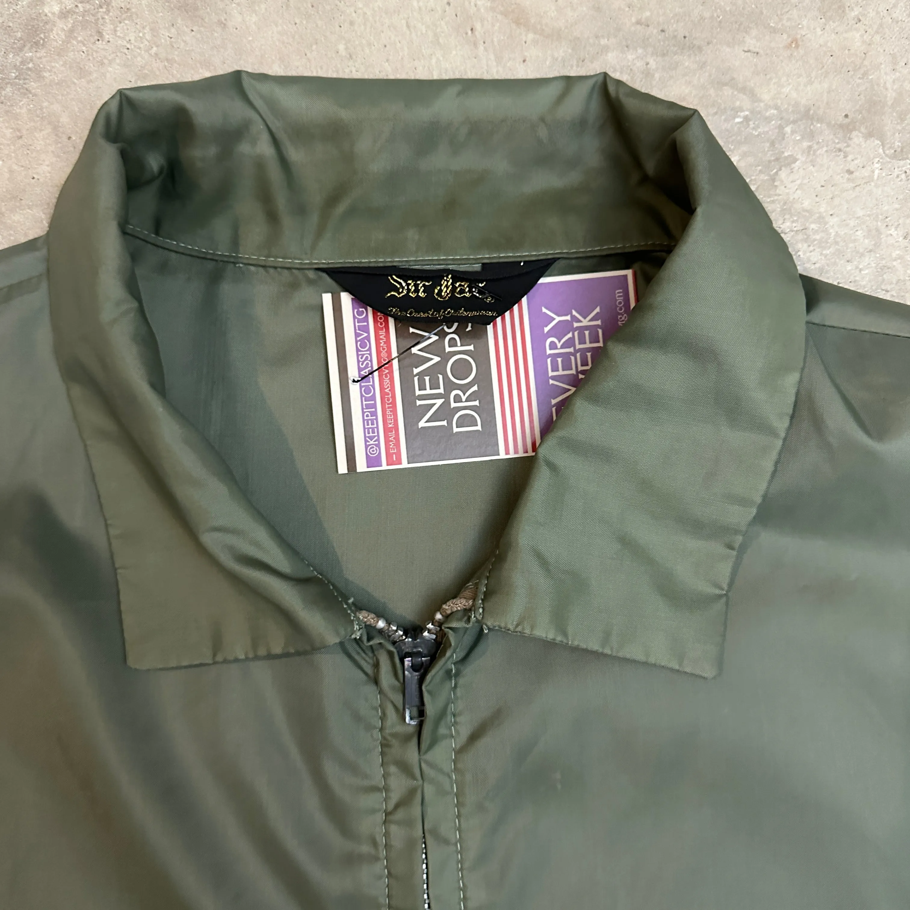 70s Olive Green Lightweight Sir Jac Nylon Cropped Work Jacket XL G10