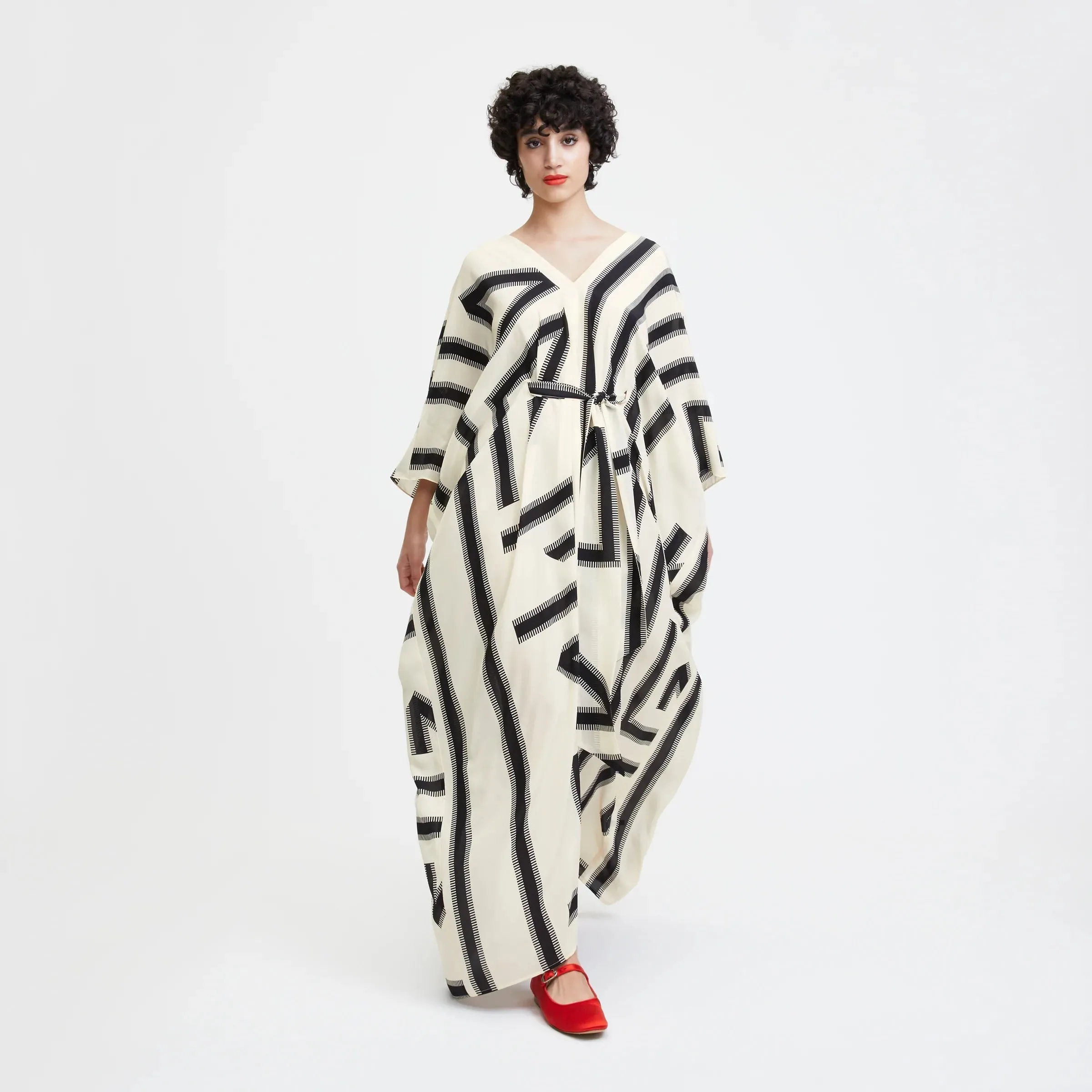 Black & White French Moss Women's, Casual Wear Kaftan