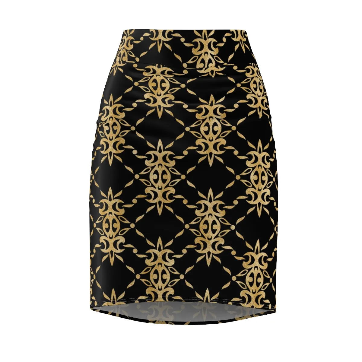 Black and Gold Women's Pencil Skirt