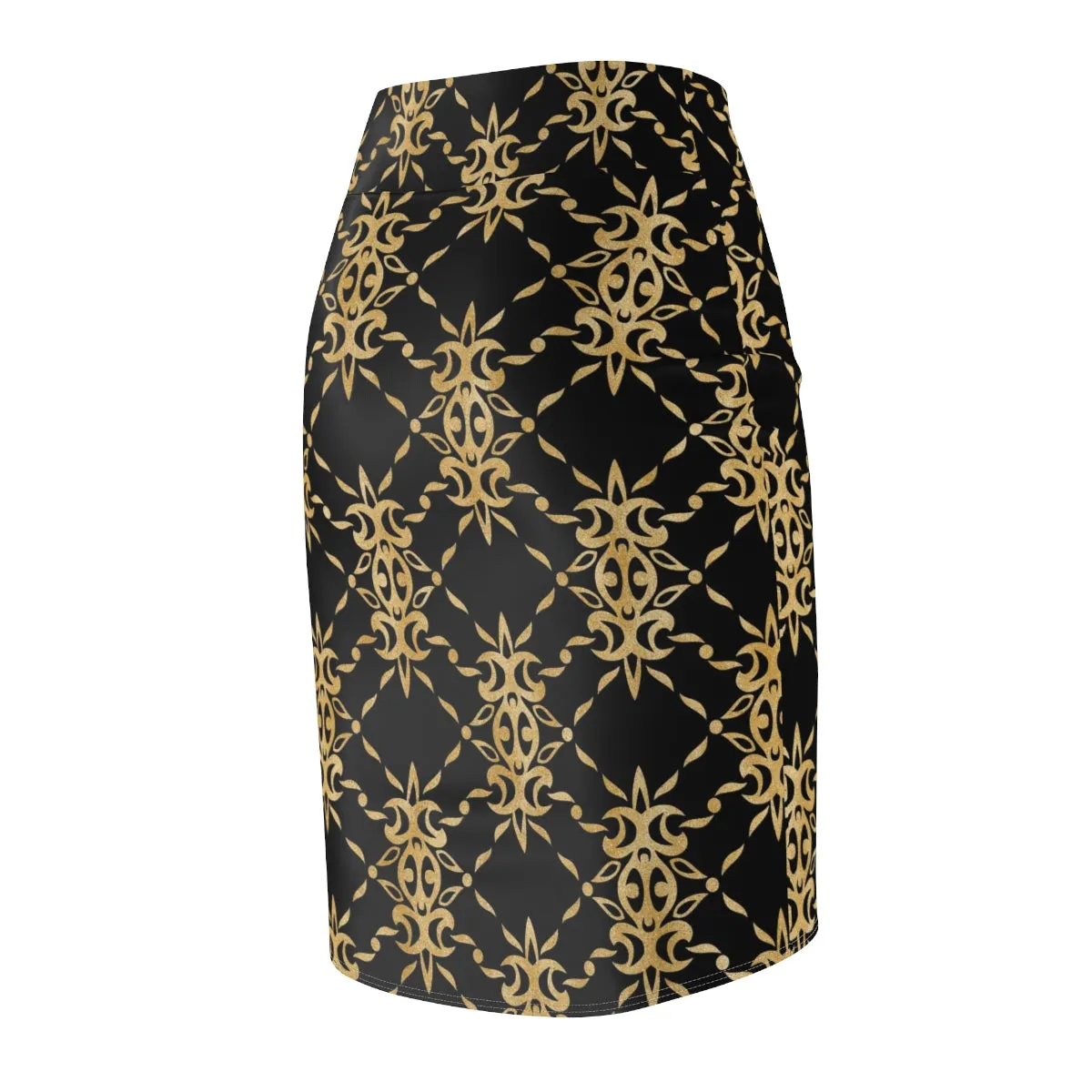 Black and Gold Women's Pencil Skirt