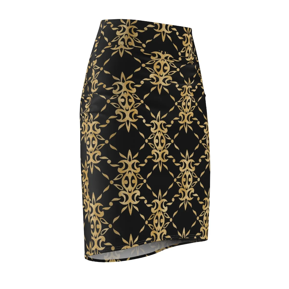 Black and Gold Women's Pencil Skirt