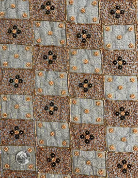 Black Gold Sequin & Beads On Silk Chiffon JEC-018-2 Fabric
