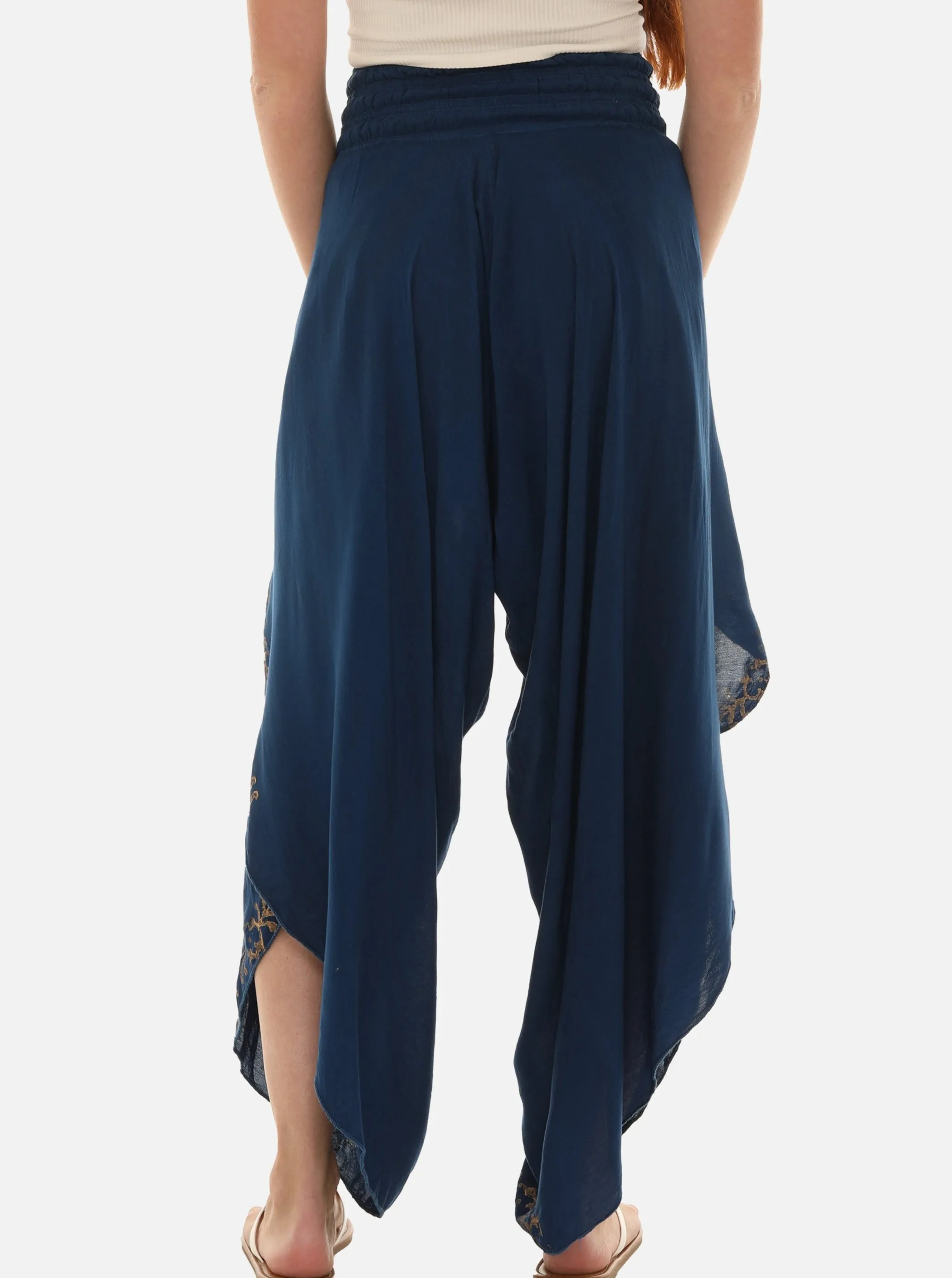 Block Print Women's Front Split Open Harem Pants