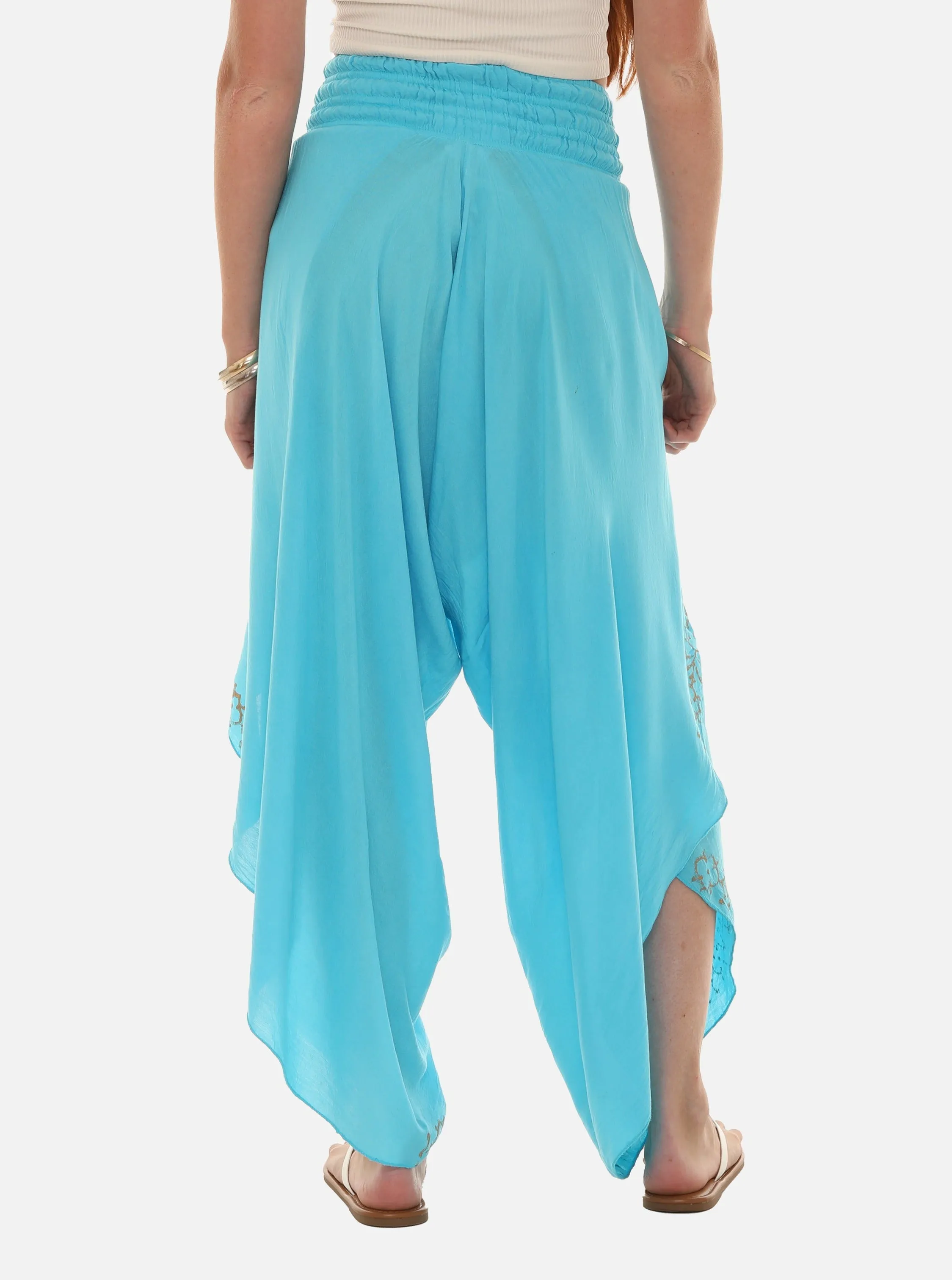 Block Print Women's Front Split Open Harem Pants