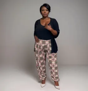 BROWN TILE HIGH HAREM PANTS