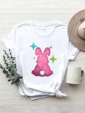Charming rabbit print tee for women