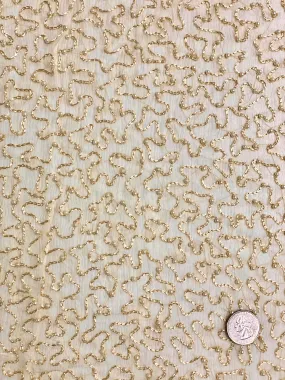 Cloud Cream Sequin & Beads On Silk Chiffon JEC-070-8 Fabric