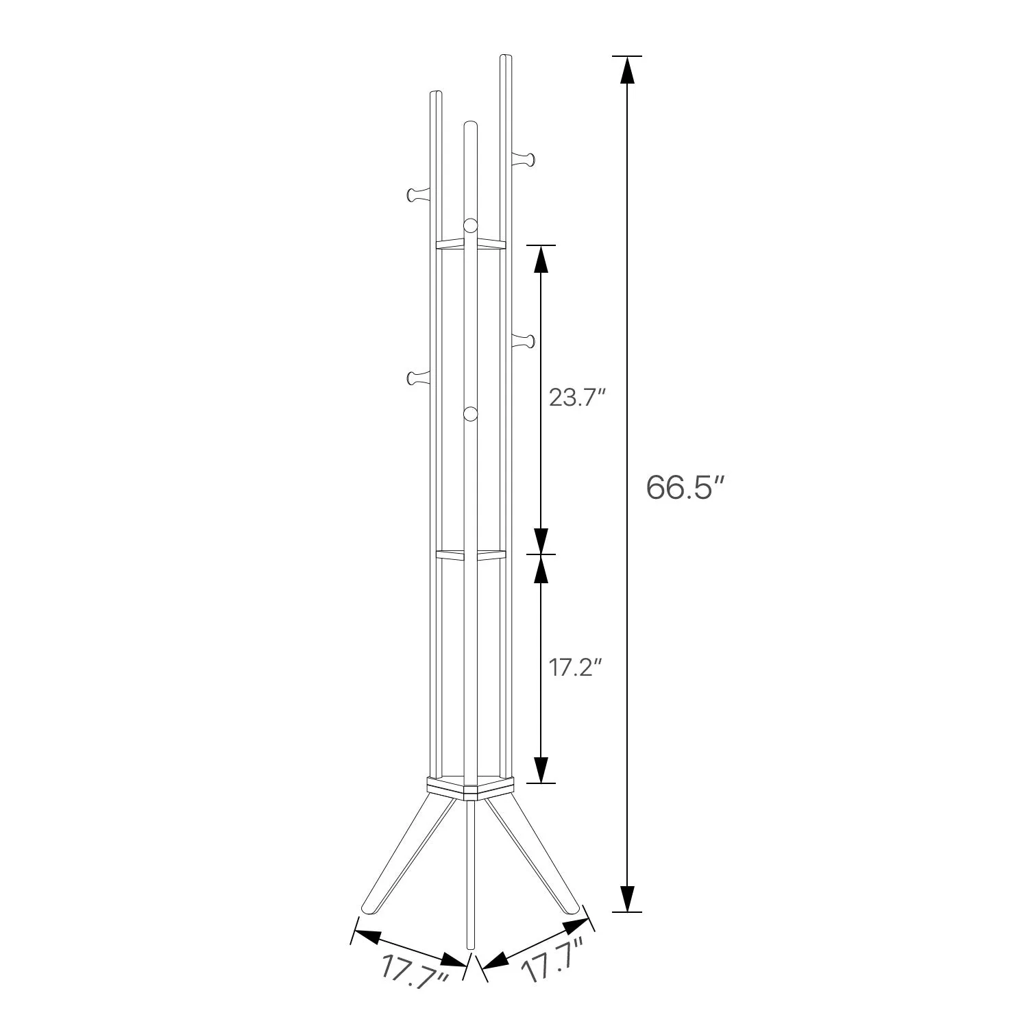 Coat Tree Stand - Triple Pillar