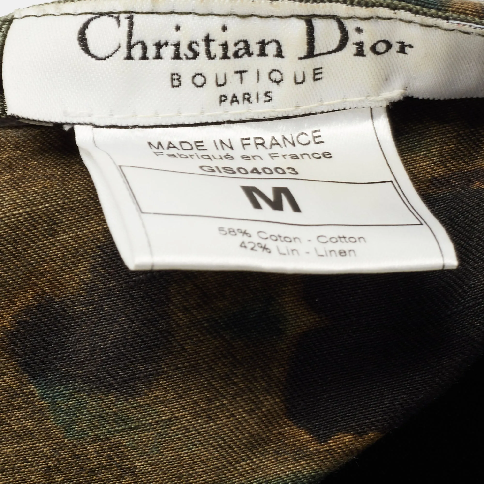 DIOR Vintage Green Printed Cotton & Linen Hat M