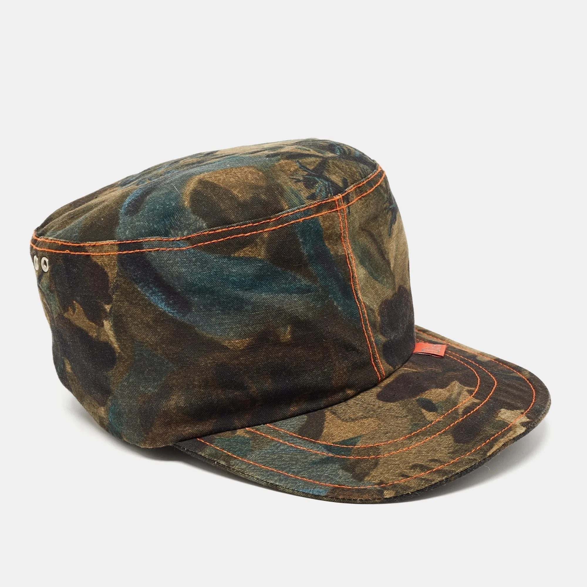 DIOR Vintage Green Printed Cotton & Linen Hat M
