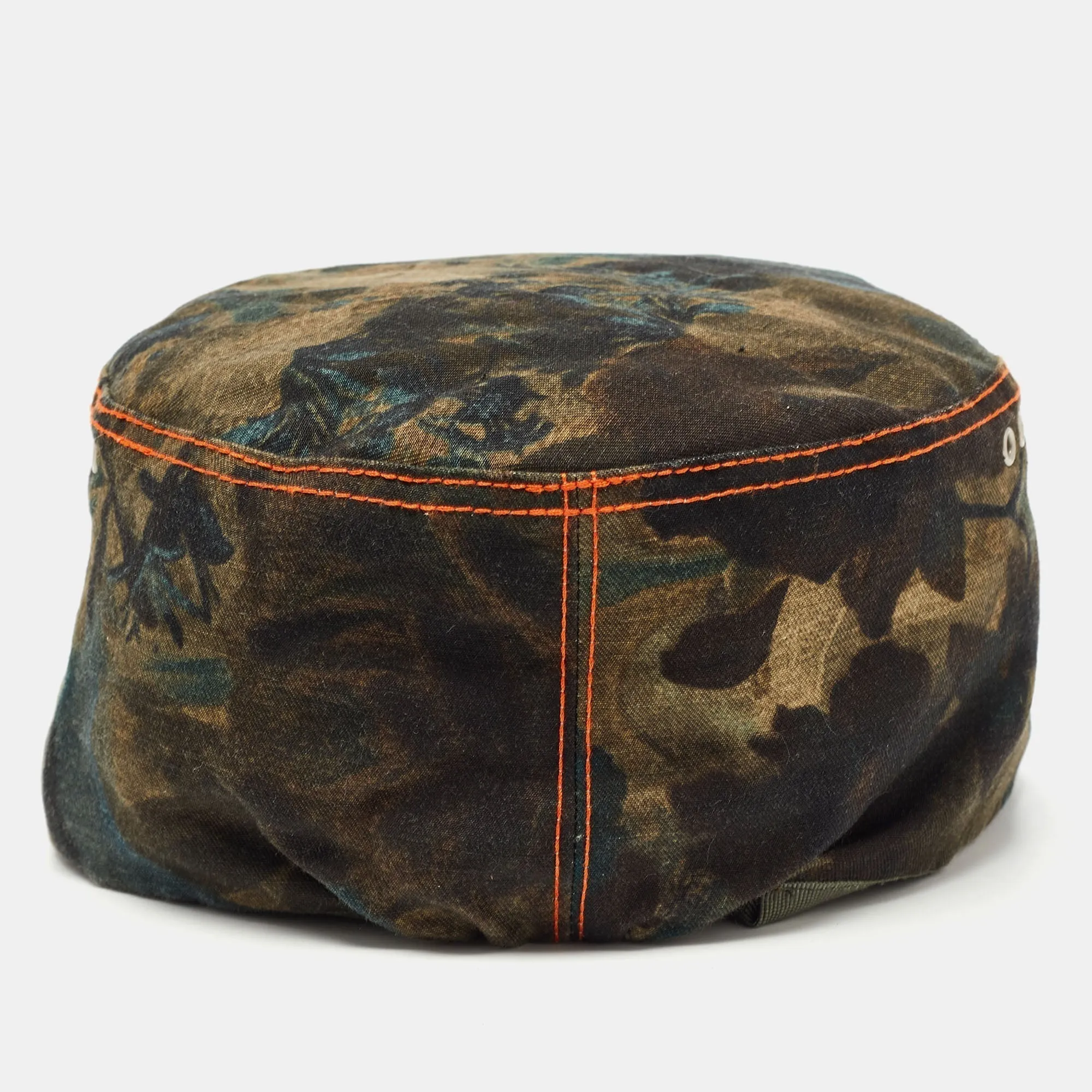 DIOR Vintage Green Printed Cotton & Linen Hat M