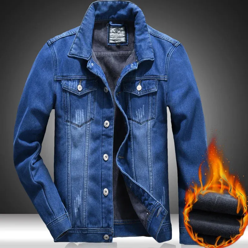 Fashion Classic Lapel Slim Biker Jeans Jacket