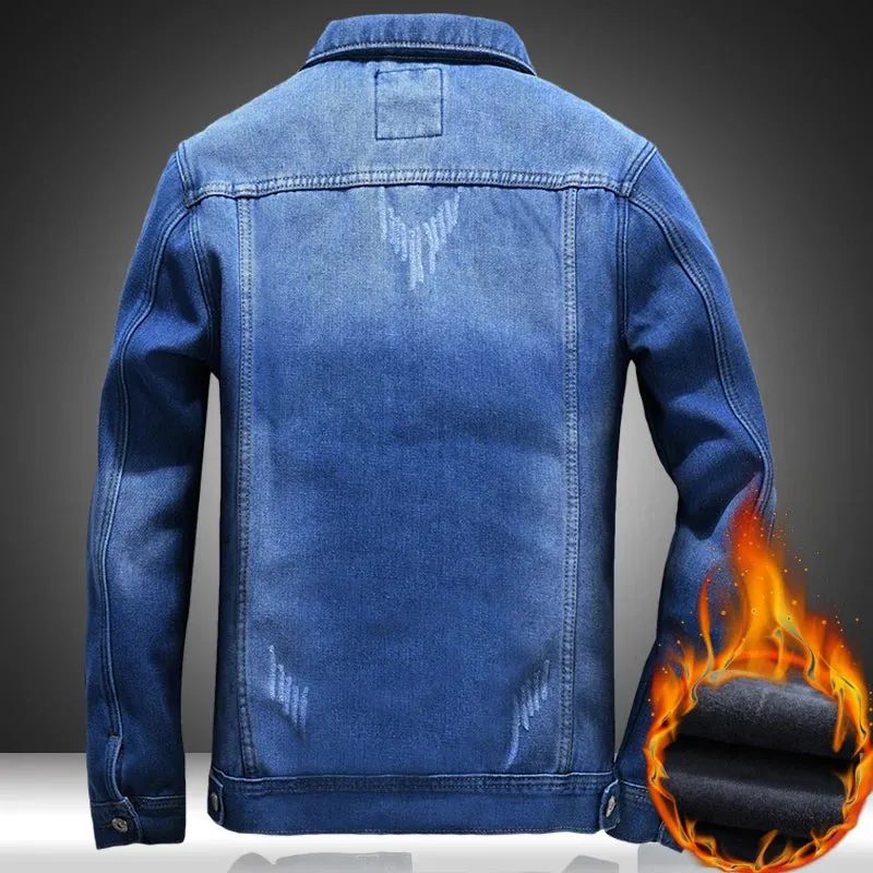 Fashion Classic Lapel Slim Biker Jeans Jacket
