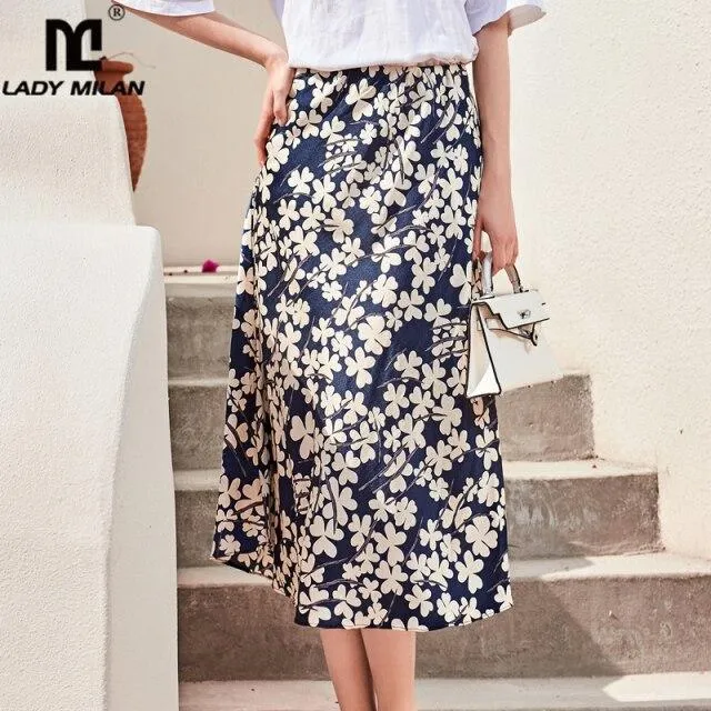 FashionSierra - Women's Runway Dress Floral Printed Fashion Casual Mid Calf Skirts