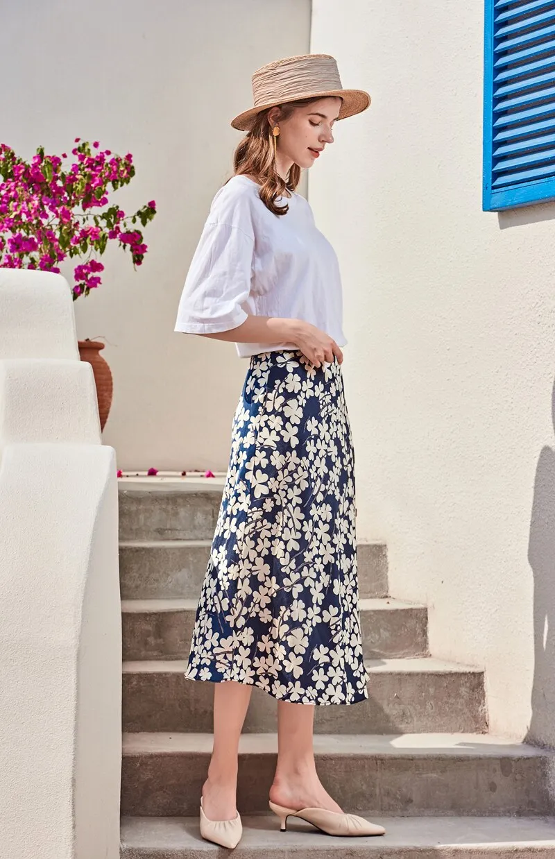 FashionSierra - Women's Runway Dress Floral Printed Fashion Casual Mid Calf Skirts