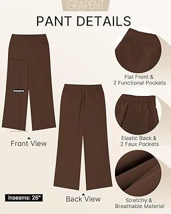 GRAPENT Women's High Rise Classic Trouser Bottoms Slack Pant
