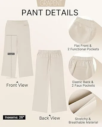 GRAPENT Women's High Rise Classic Trouser Bottoms Slack Pant