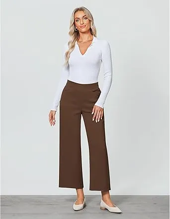GRAPENT Women's High Rise Classic Trouser Bottoms Slack Pant
