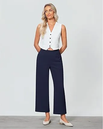 GRAPENT Women's High Rise Classic Trouser Bottoms Slack Pant