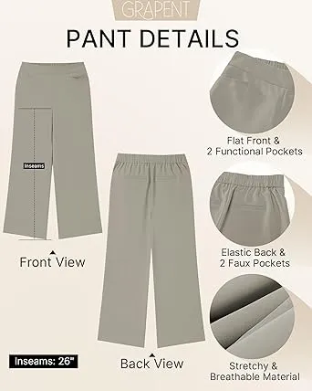 GRAPENT Women's High Rise Classic Trouser Bottoms Slack Pant