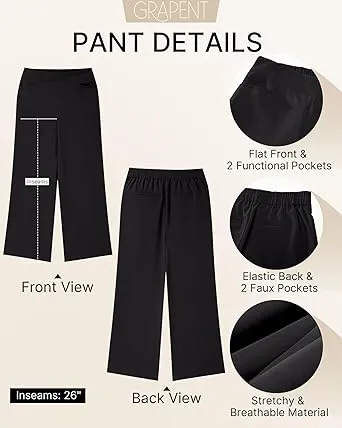 GRAPENT Women's High Rise Classic Trouser Bottoms Slack Pant