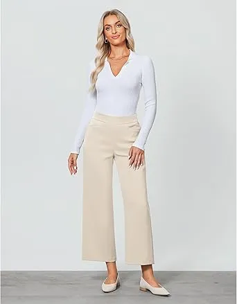 GRAPENT Women's High Rise Classic Trouser Bottoms Slack Pant