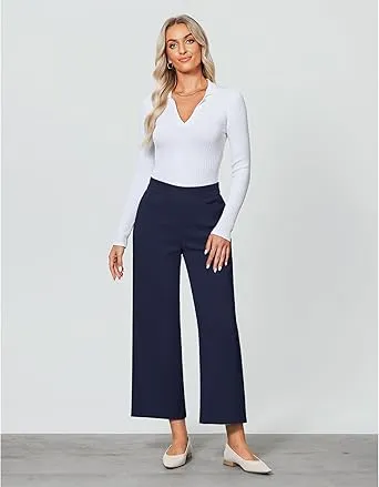GRAPENT Women's High Rise Classic Trouser Bottoms Slack Pant