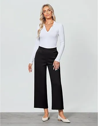 GRAPENT Women's High Rise Classic Trouser Bottoms Slack Pant