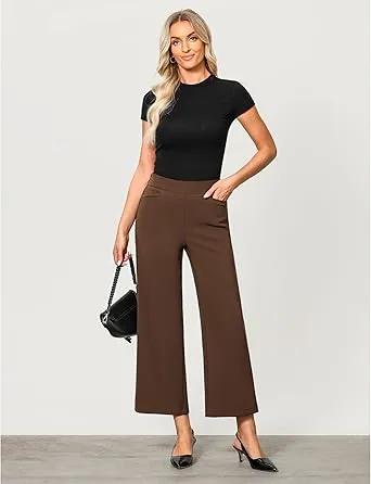 GRAPENT Women's High Rise Classic Trouser Bottoms Slack Pant