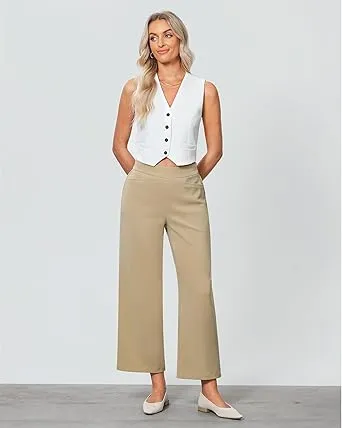 GRAPENT Women's High Rise Classic Trouser Bottoms Slack Pant