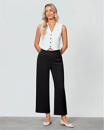 GRAPENT Women's High Rise Classic Trouser Bottoms Slack Pant