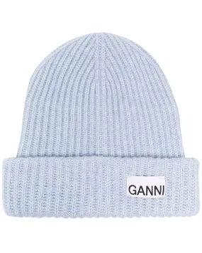 Logo Patch Beanie in Heather Blue