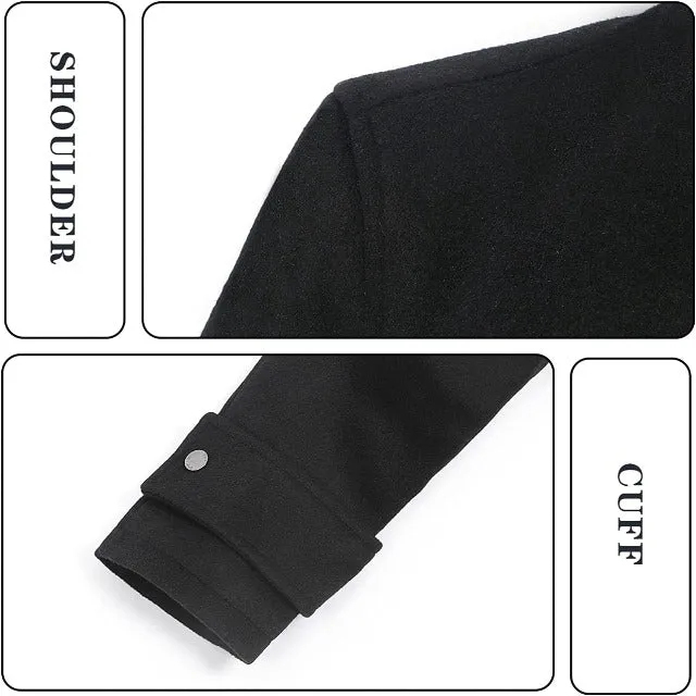 Men's Classic Wool Winter Buttons Windproof Pea Coat