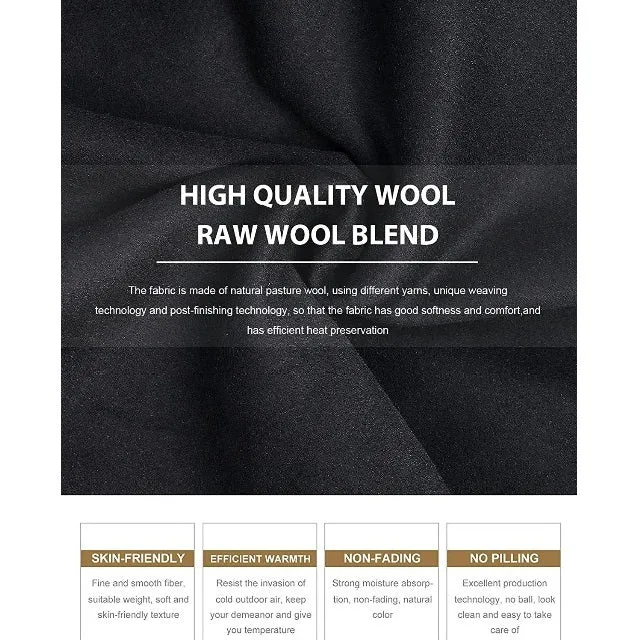 Men's Classic Wool Winter Buttons Windproof Pea Coat