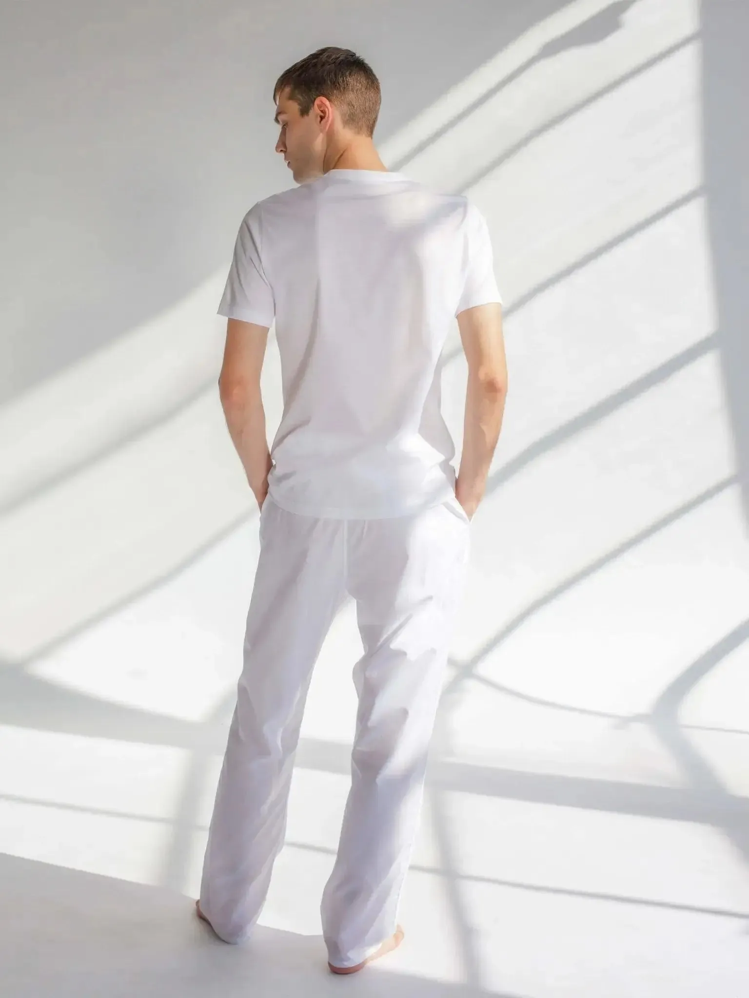 Men's Cotton Pajama Pant In White