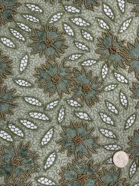 Menthol Green Sequin & Beads On Silk Chiffon JEC-114-7 Fabric