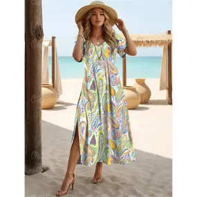 New Paisley Print Plus Size Summer Dresses For Women