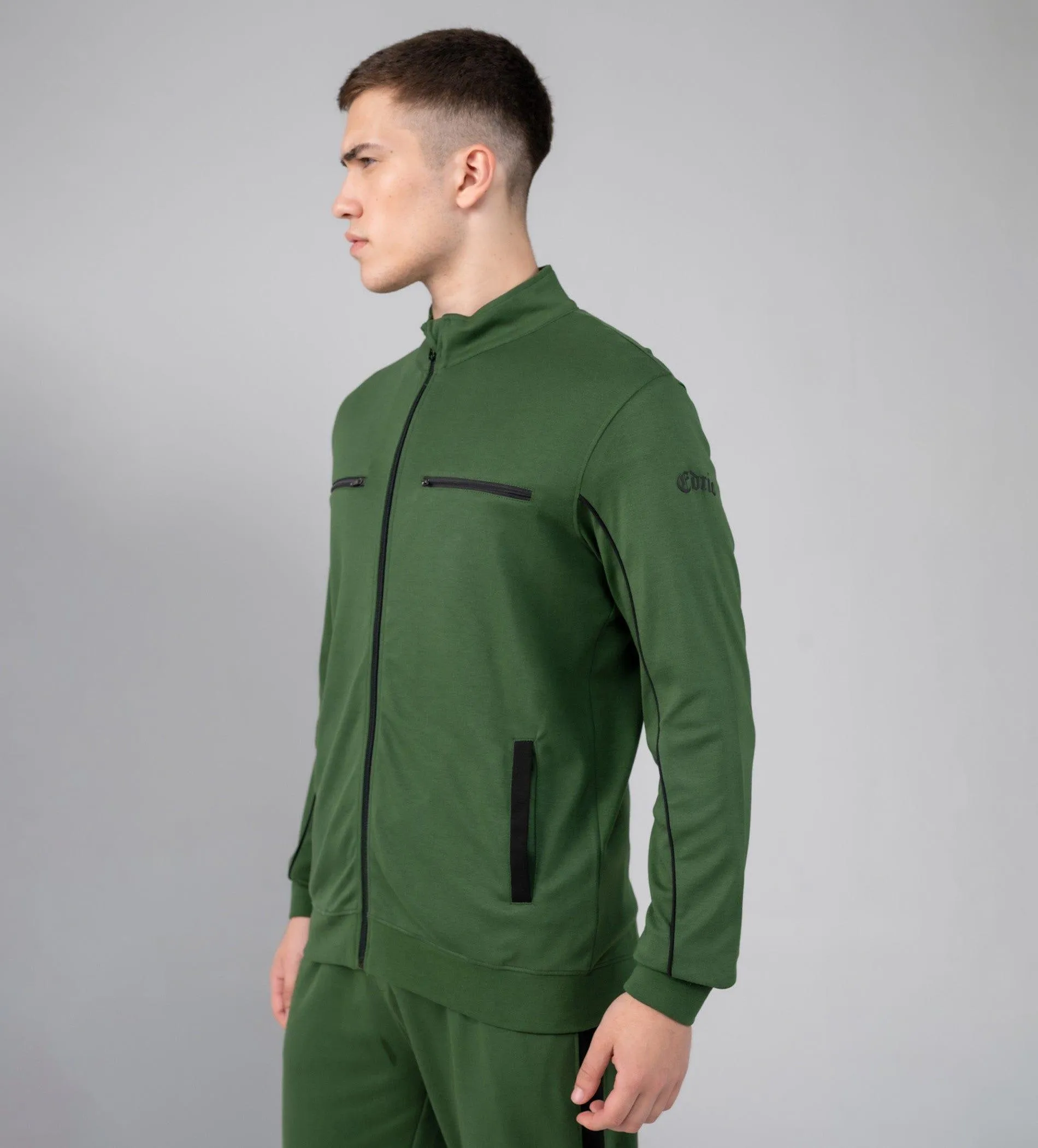 Olive Zipper Play Jacket For Men