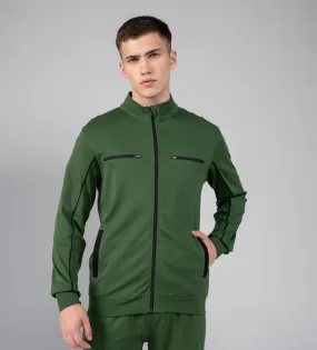 Olive Zipper Play Jacket For Men