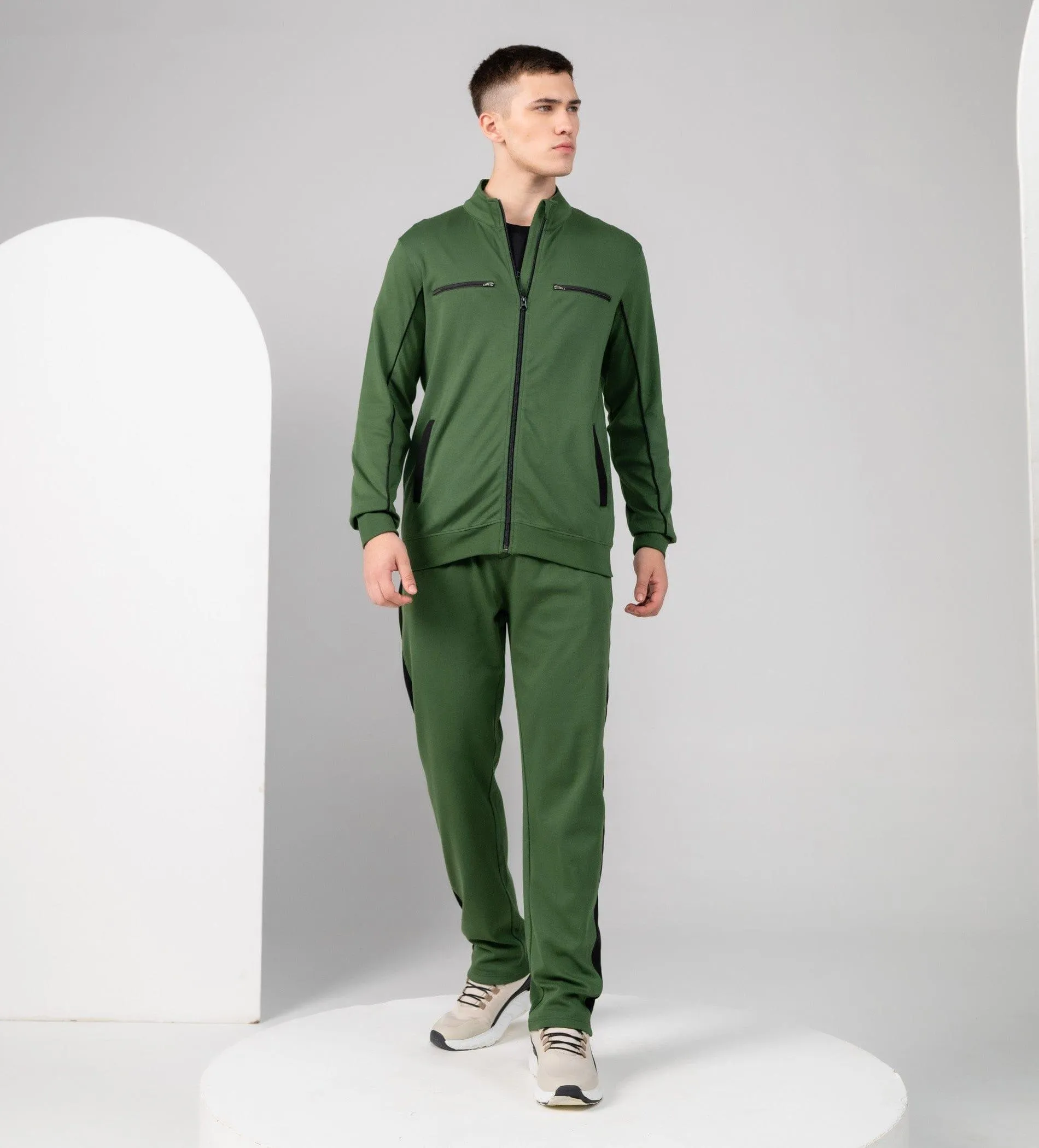 Olive Zipper Play Jacket For Men