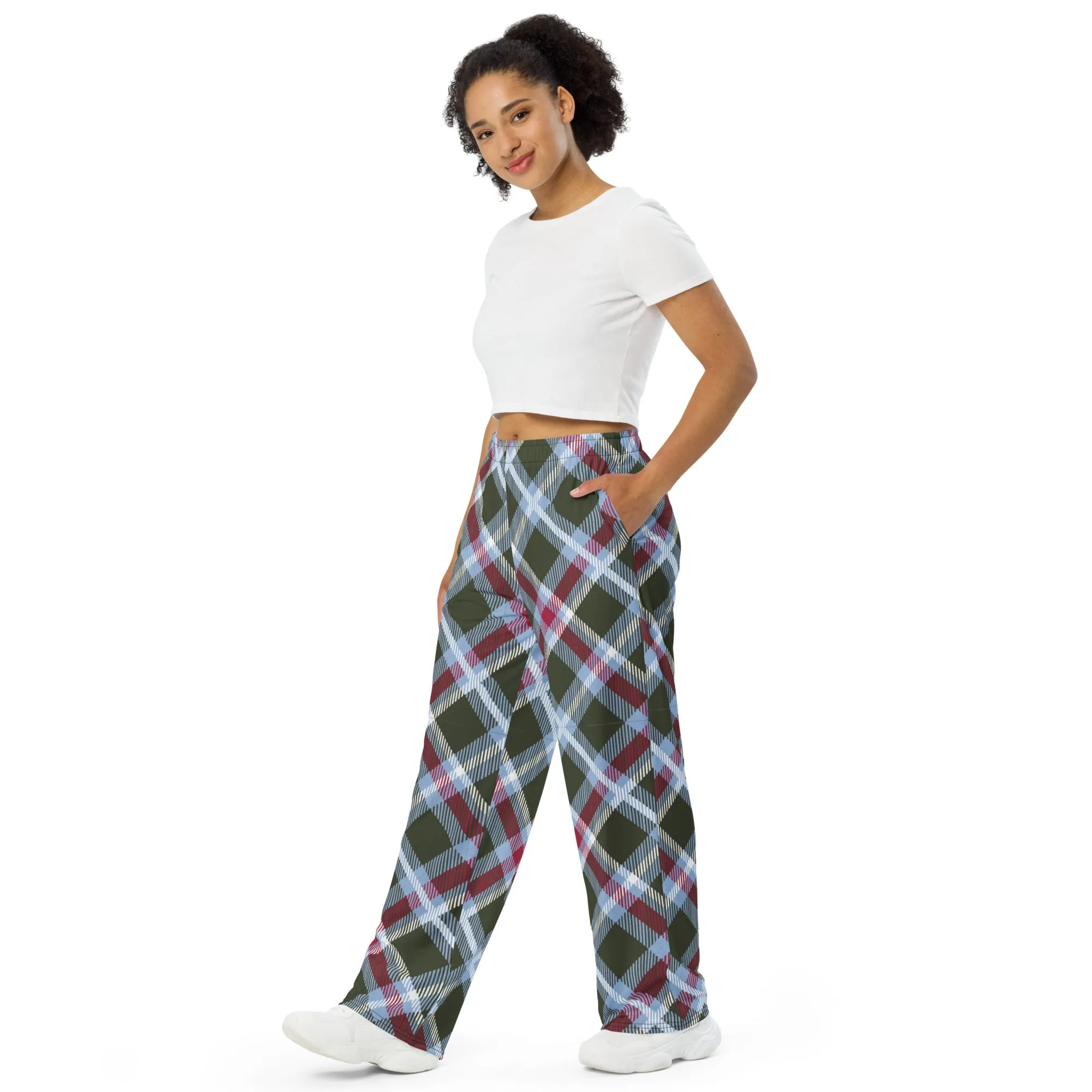 Plaid All-over print unisex wide-leg pants